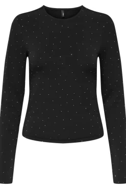 Hot Only Onlzita L/S O-Neck Top Bf 4869236 Black Silver Rhinestones