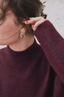 Discount Neo Noir Paulina Knit Blouse Wine