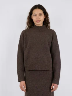 New Neo Noir Paulina Knit Blouse Brown Melange