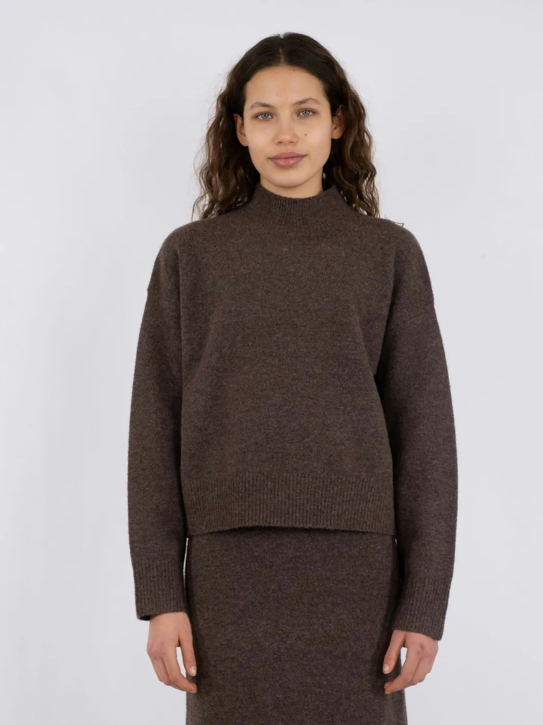 New Neo Noir Paulina Knit Blouse Brown Melange