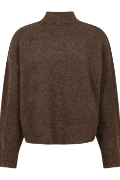 New Neo Noir Paulina Knit Blouse Brown Melange