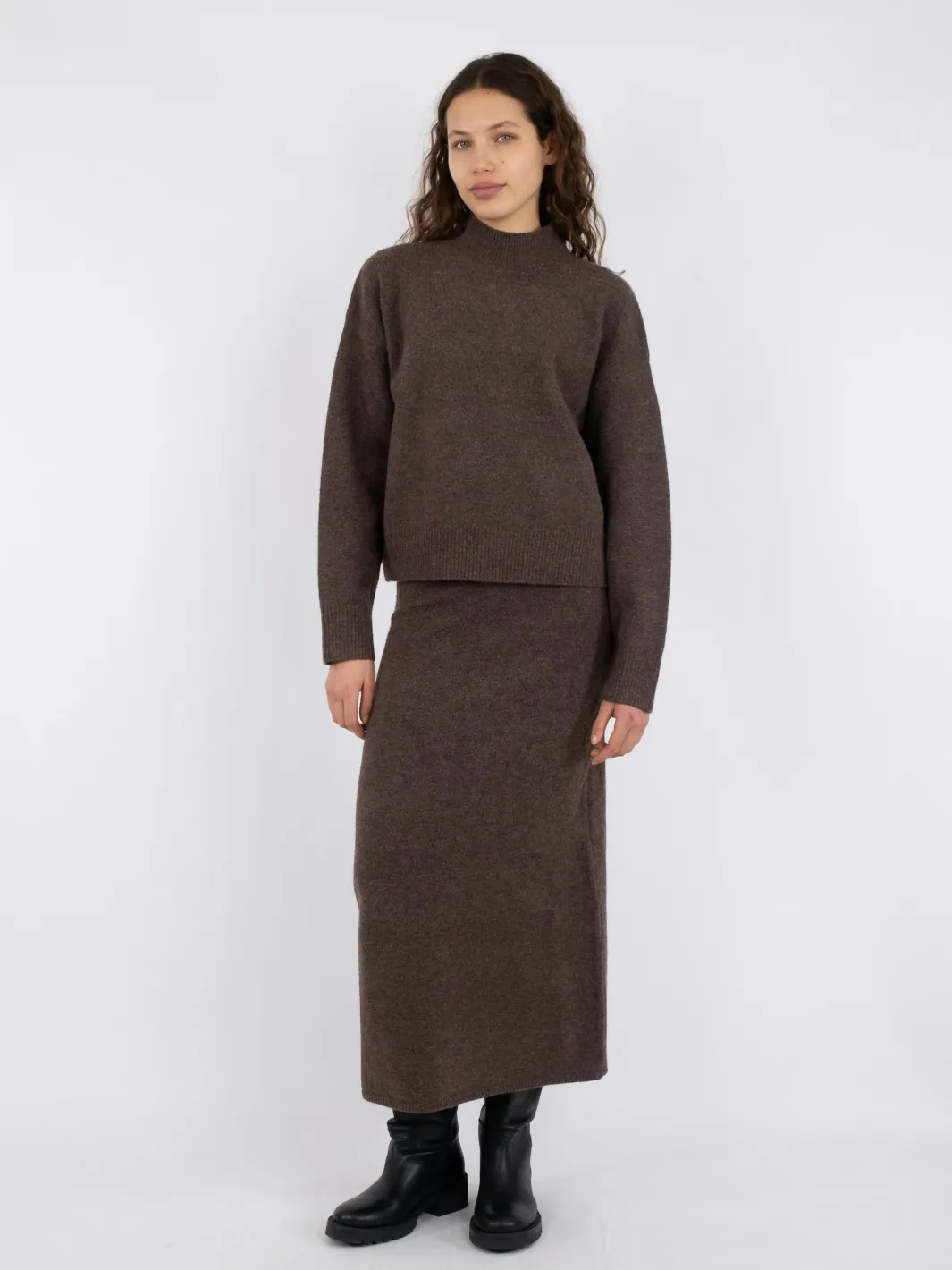 New Neo Noir Paulina Knit Blouse Brown Melange