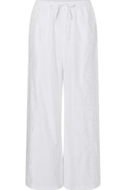 Hot Pieces Pcalba Wide Emb Pant 4861911 Bright White