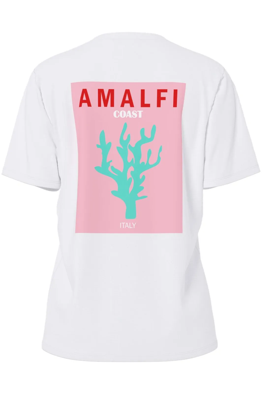 Sale Pieces Pcalifi Fasttrack Ss Oversize Tee 4956831 Bright White Smal Sea Plant In Front-Amalfi Coast On The Back