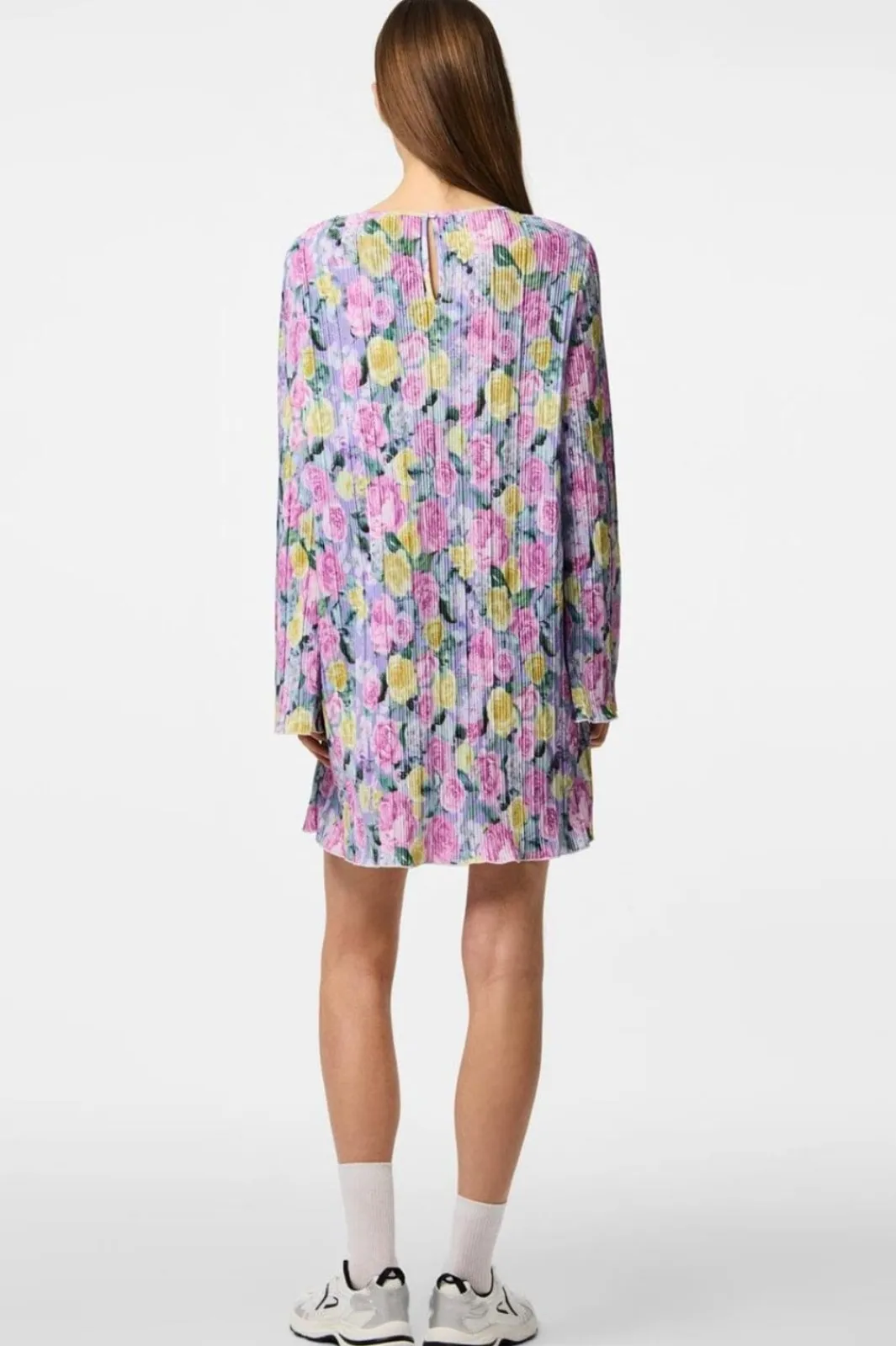 Sale Pieces Pcamber Ls Short Dress Kca 4842926 Lavender Blurry Flowers