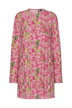Outlet Pieces Pcamber Ls Short Dress Kca 4797862 Pink Cosmos Blurry Flowers