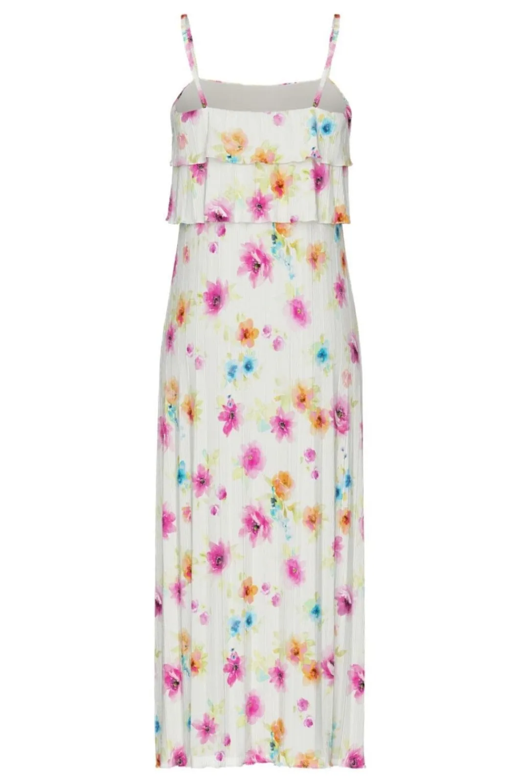 Online Pieces Pcamber Sl Ankle Layred Dress Kca 4807260 Bright White Blurry Flowers