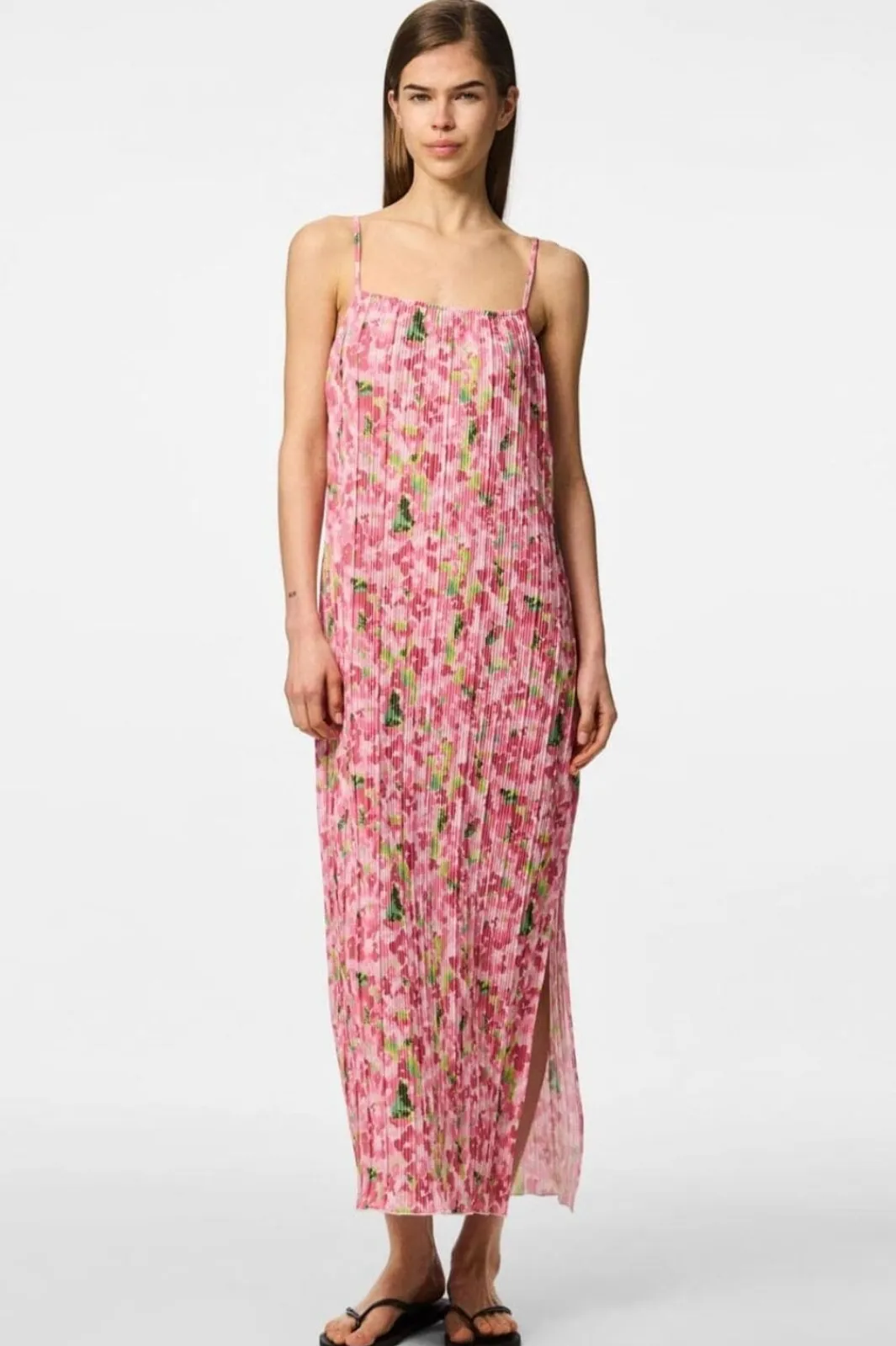 Hot Pieces Pcamber Sl Maxi Slip Dress Kca 4797863 Pink Cosmos Blurry Flowers
