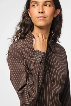 Outlet Pieces Pcanja Ls Fitted Shirt 5078695 Delicioso Pinstripe