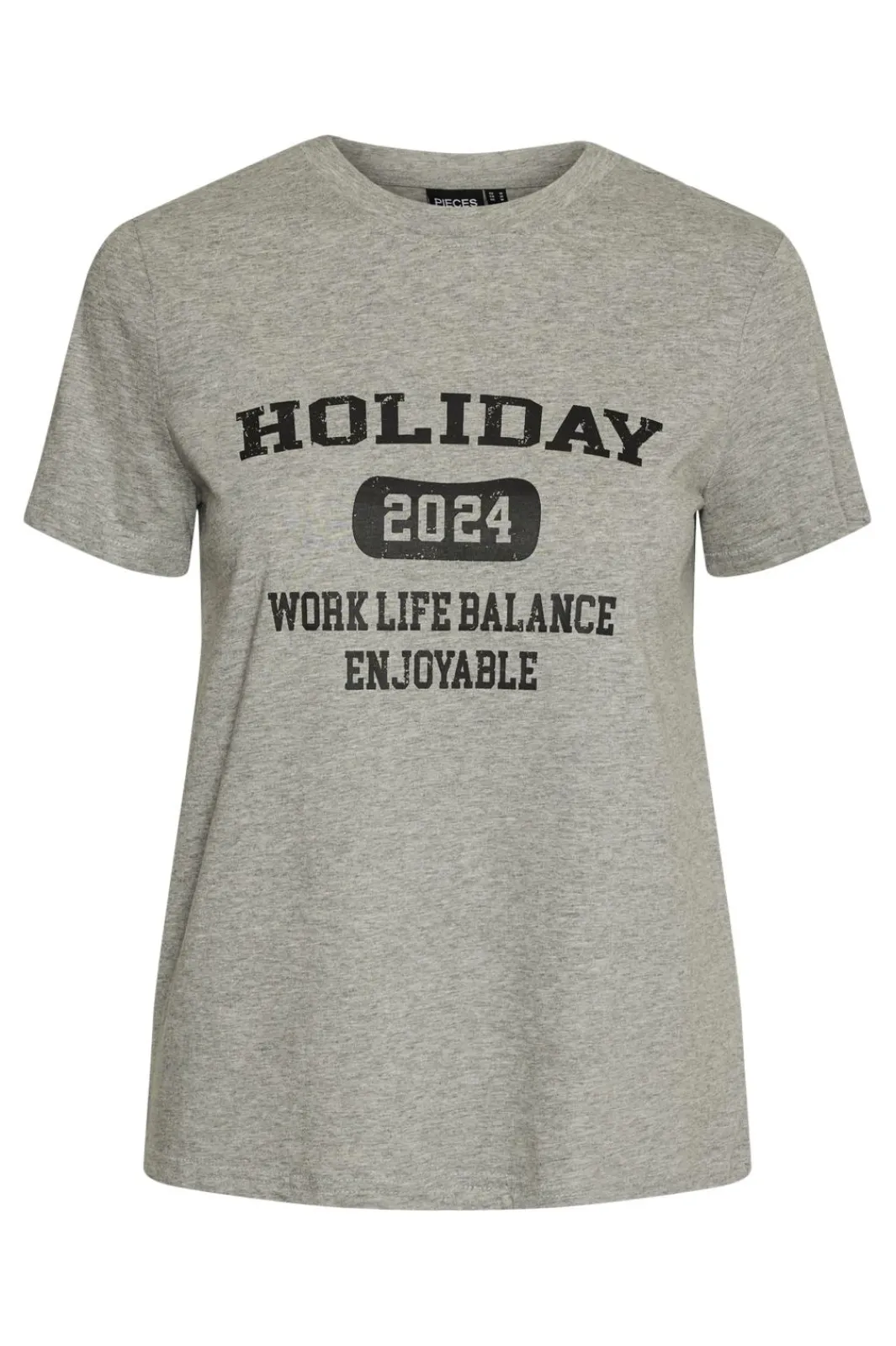 Discount Pieces Pcaya Ss Tee Mm 4523982 Light Grey Melange Black Holiday