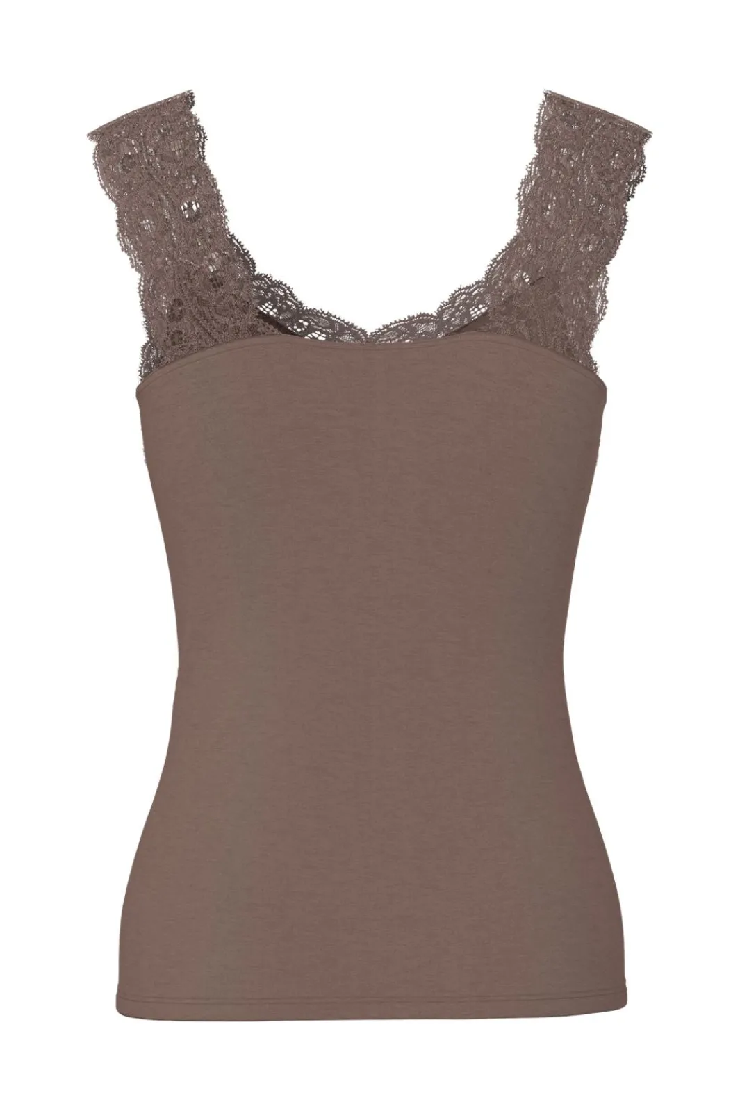 Hot Pieces Pcbarbera Lace Top 4992859 Coffee Quartz
