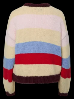 Best Pieces Pcbikka Ls O-Neck Knit 4949295 French Vanilla Multicolor Statements