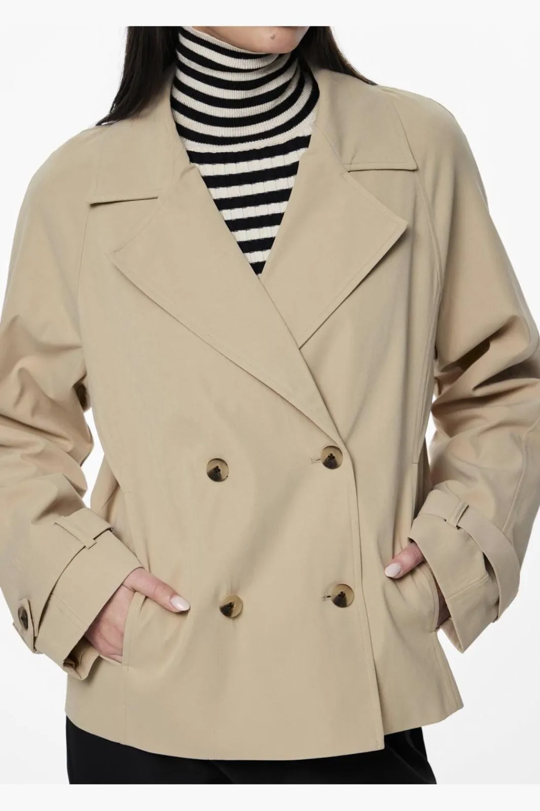 New Pieces Pcbille Short Trenchcoat 4443826 Warm Sand