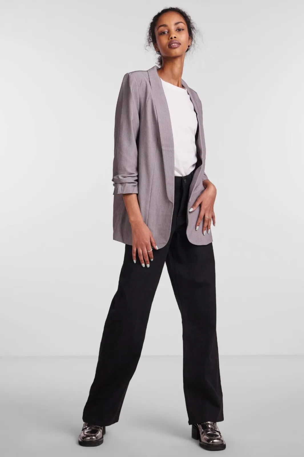 Hot Pieces Pcbosella 3/4 Blazer 3423753 Light Grey Melange