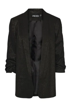 Online Pieces Pcbosella 3/4 Glitter Blazer Mm 4553579 Black Gold Lurex