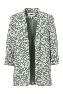 Best Pieces Pcbosella 3/4 Printed Blazer 4924915 Laurel Wreath Birch Leaves