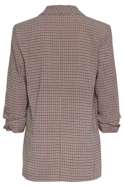 New Pieces Pcbosella 3/4 Printed Blazer 4385132 Silver Mink Houndstooth