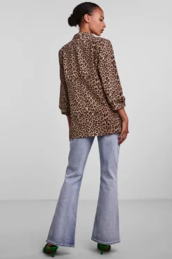 New Pieces Pcbosella 3/4 Printed Blazer Natural AOP Leo
