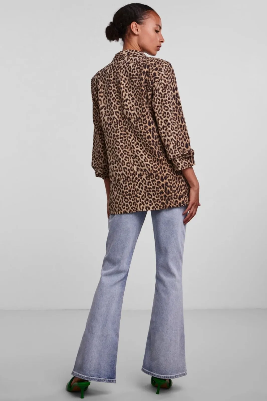 New Pieces Pcbosella 3/4 Printed Blazer Natural AOP Leo
