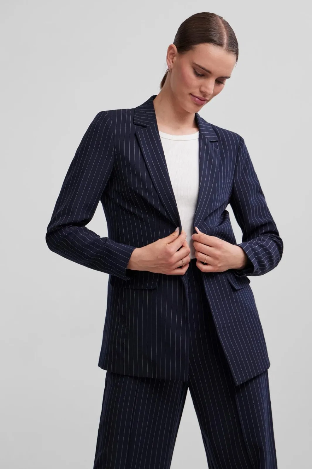 Clearance Pieces Pcbossy Ls Loose Striped Blazer Noos Sky Captin Pinstripe