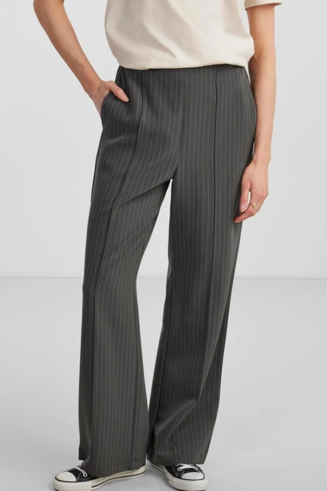 Outlet Pieces Pcbossy Wide Striped Pants 4251475 Magnet Pinstripe