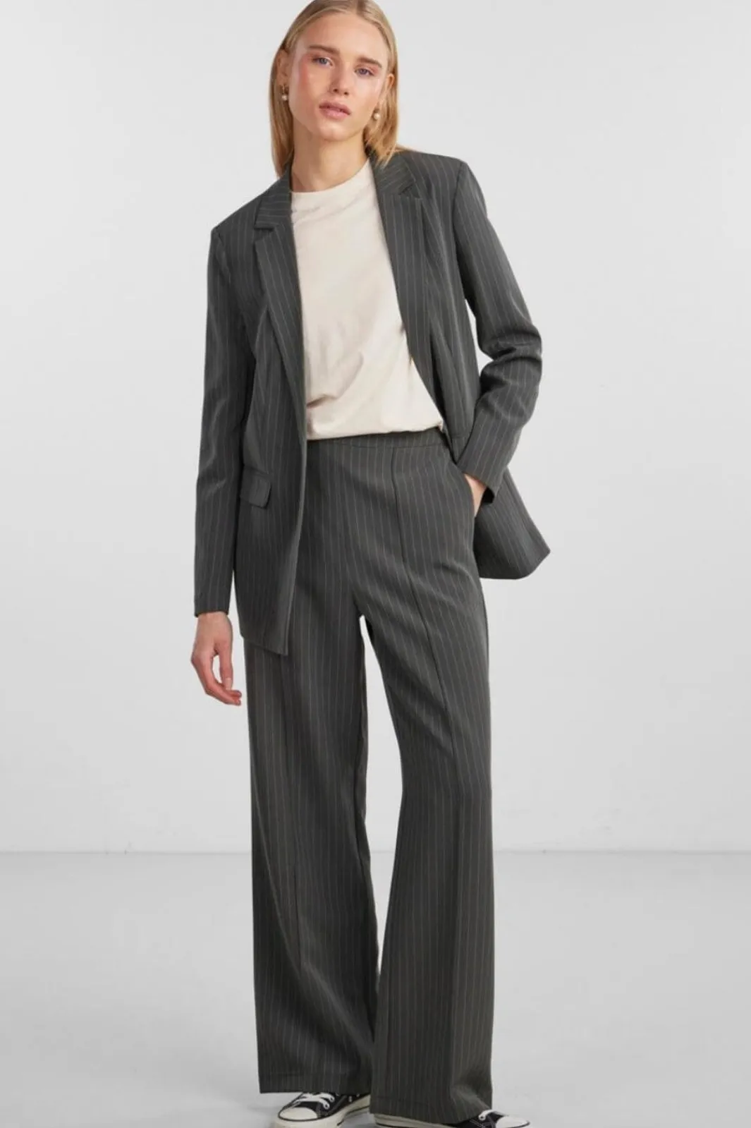 Outlet Pieces Pcbossy Wide Striped Pants 4251475 Magnet Pinstripe