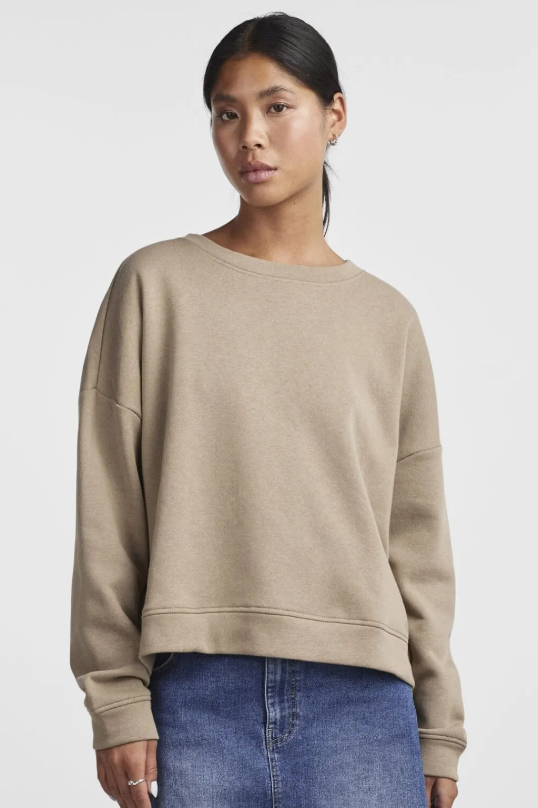 Sale Pieces Pcchilli Ls Sweat 3728739 Silver Mink