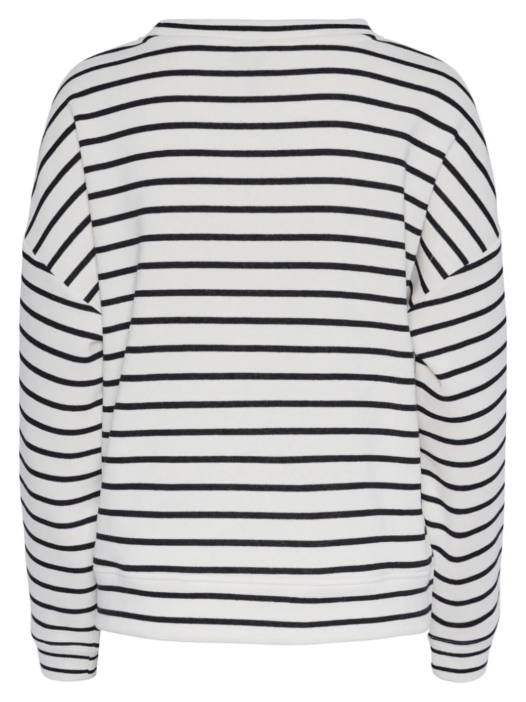 New Pieces Pcchilli Ls Sweat Stripes 4410018 Cloud Dancer Black
