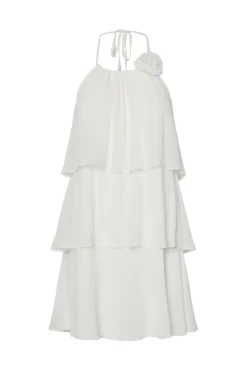 Outlet Pieces Pcclara Sl Short Layred Dress Kca 4802242 Bright White