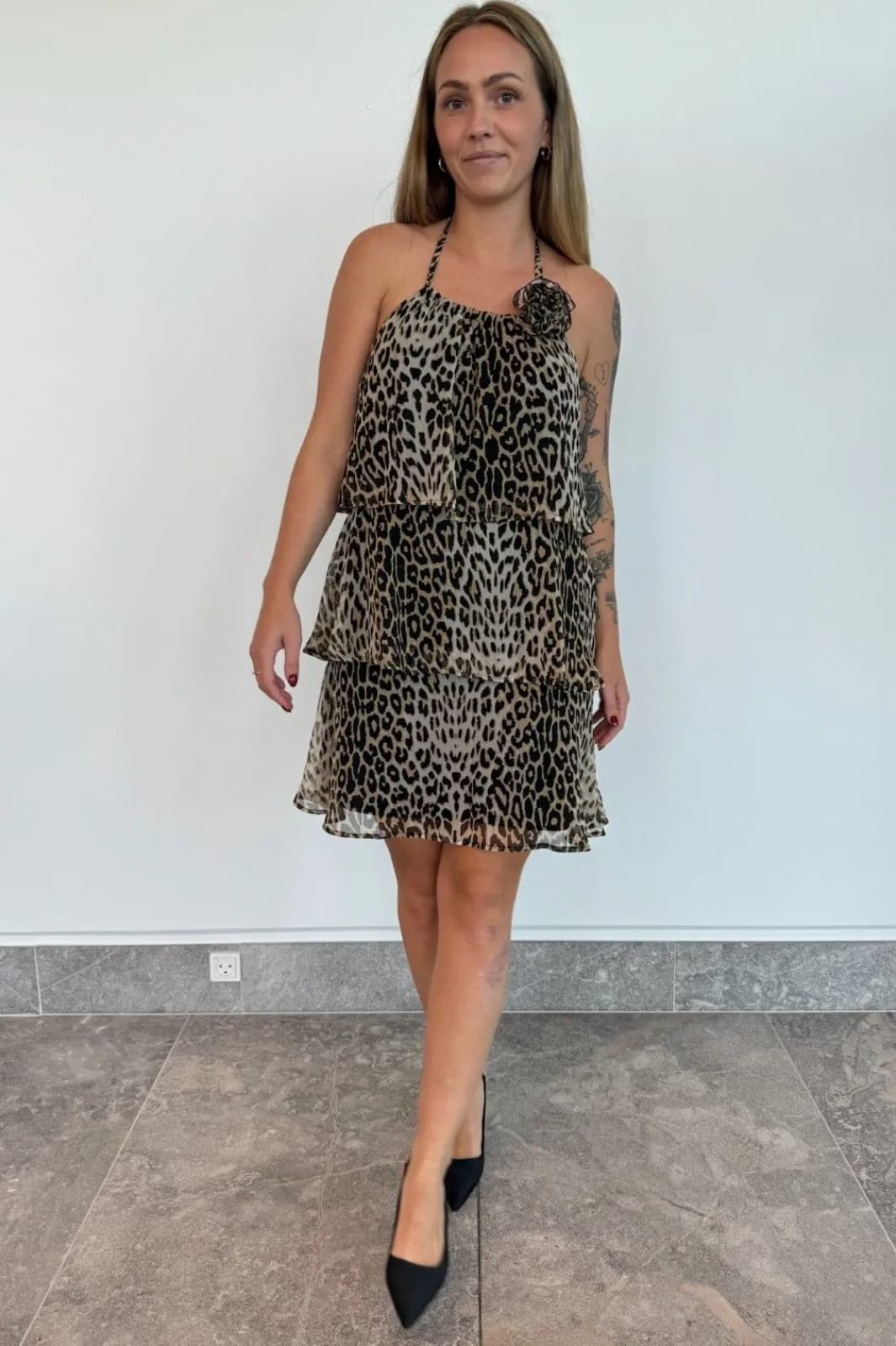 Online Pieces Pcclara Sl Short Layred Dress Kca 4785313 Black Leo