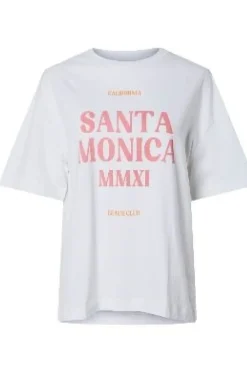 Pieces Pcclaude Ss Printed T-Shirt 4823568 Bright White Santa Monica