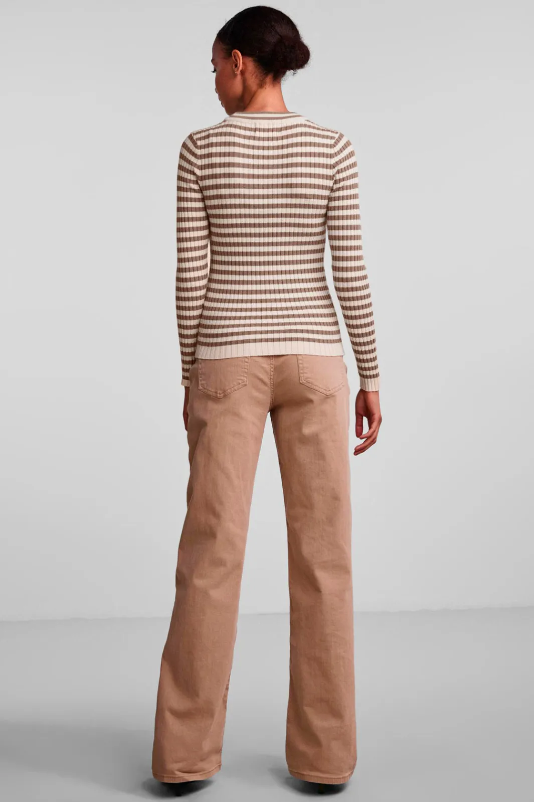 Sale Pieces Pccrista Ls O Neck Knit Noos Bc Fossil/With Brich