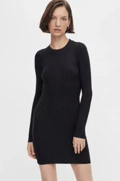 Hot Pieces PcCrista LS O-Neck Knit Dress Black