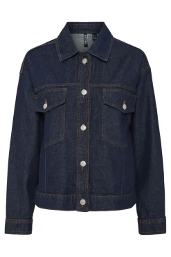 Pieces Pcelma Denim Jacket 4651326 Dark Blue Denim Rinse Wash