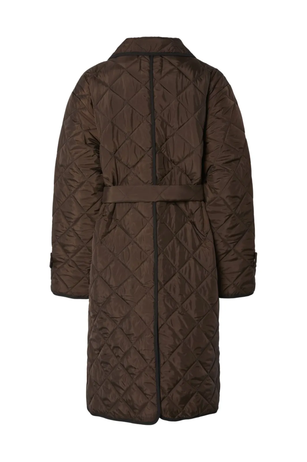 New Pieces Pcemily Long Quilted Jacket 4816860 Hot Fudge Black Bindings