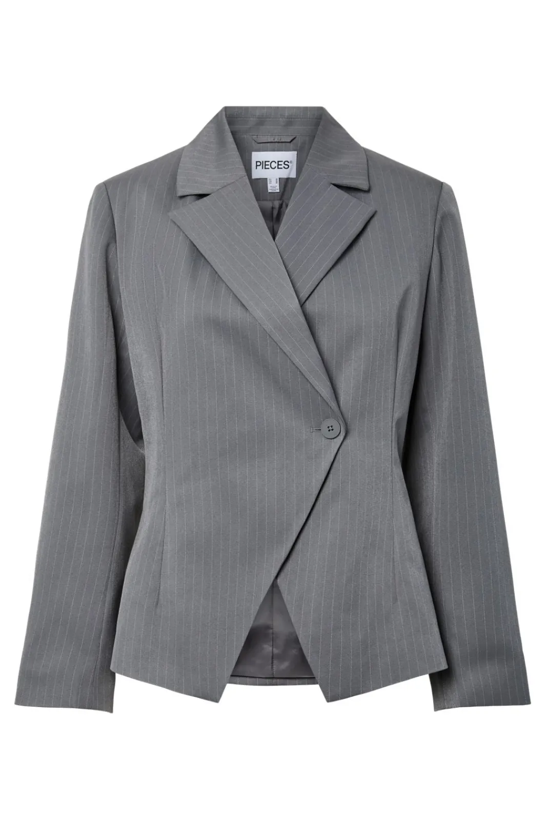 Best Pieces Pcfalka Ls Fittet Pinstriped Blazer 4983918 Grey Pinstripe