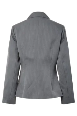 Best Pieces Pcfalka Ls Fittet Pinstriped Blazer 4983918 Grey Pinstripe