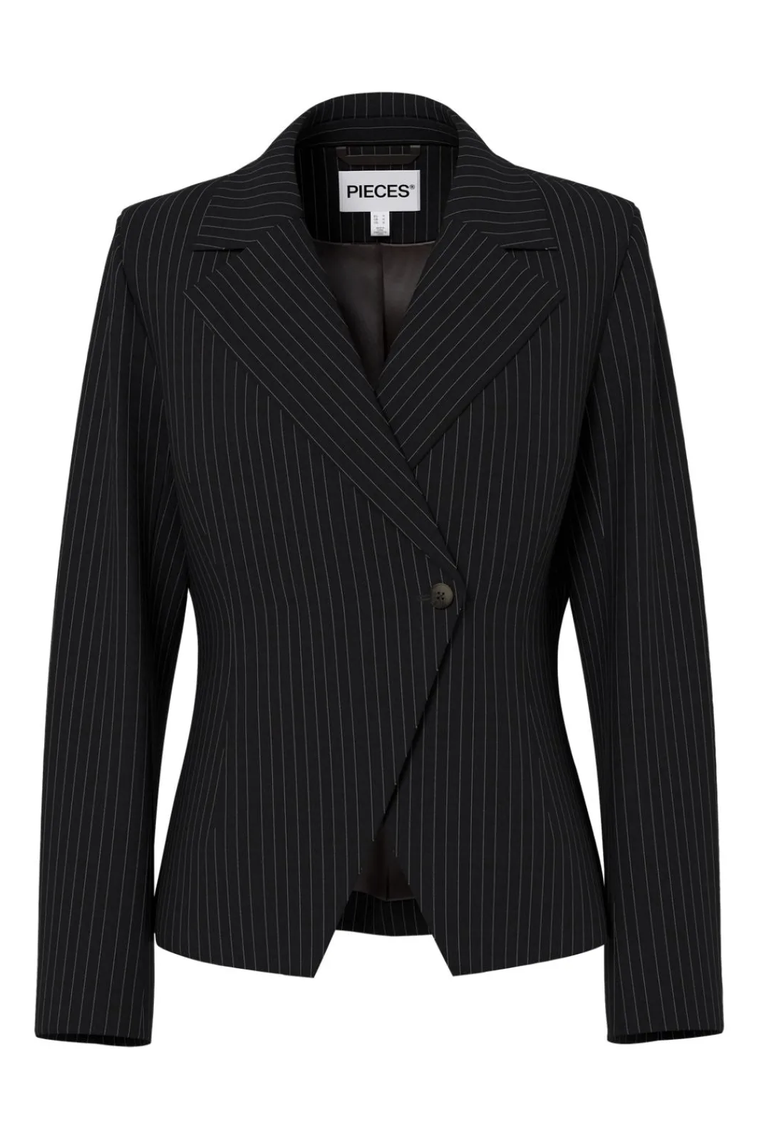 New Pieces Pcfalka Ls Fittet Pinstriped Blazer 5066610 Black White Pinstripe
