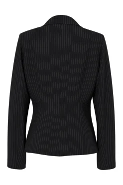 New Pieces Pcfalka Ls Fittet Pinstriped Blazer 5066610 Black White Pinstripe