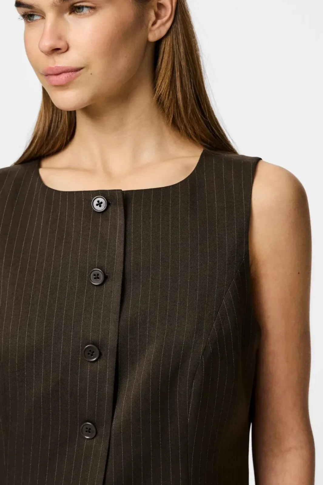 Clearance Pieces Pcfalka Sl Pinstriped Vest Fsy 4860202 Delicioso Pinstripe