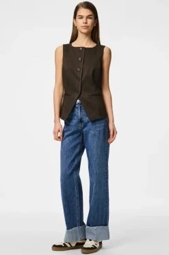 Clearance Pieces Pcfalka Sl Pinstriped Vest Fsy 4860202 Delicioso Pinstripe