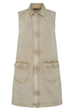 Outlet Pieces Pcfay Sl Denim Dress 4774698 Sandshell