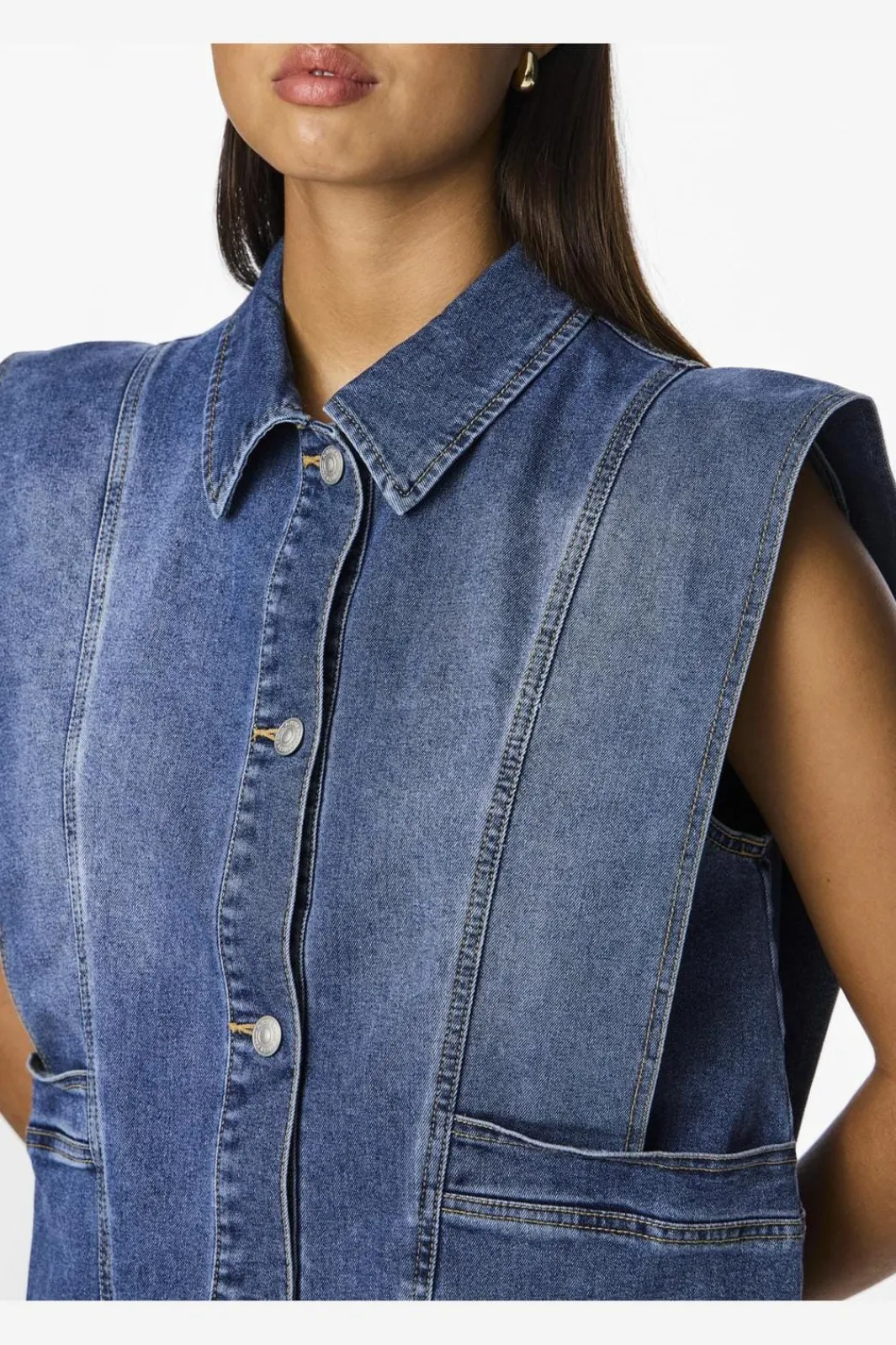 New Pieces Pcfemma Loose Denim Vest Fsy 4745770 Medium Blue Denim