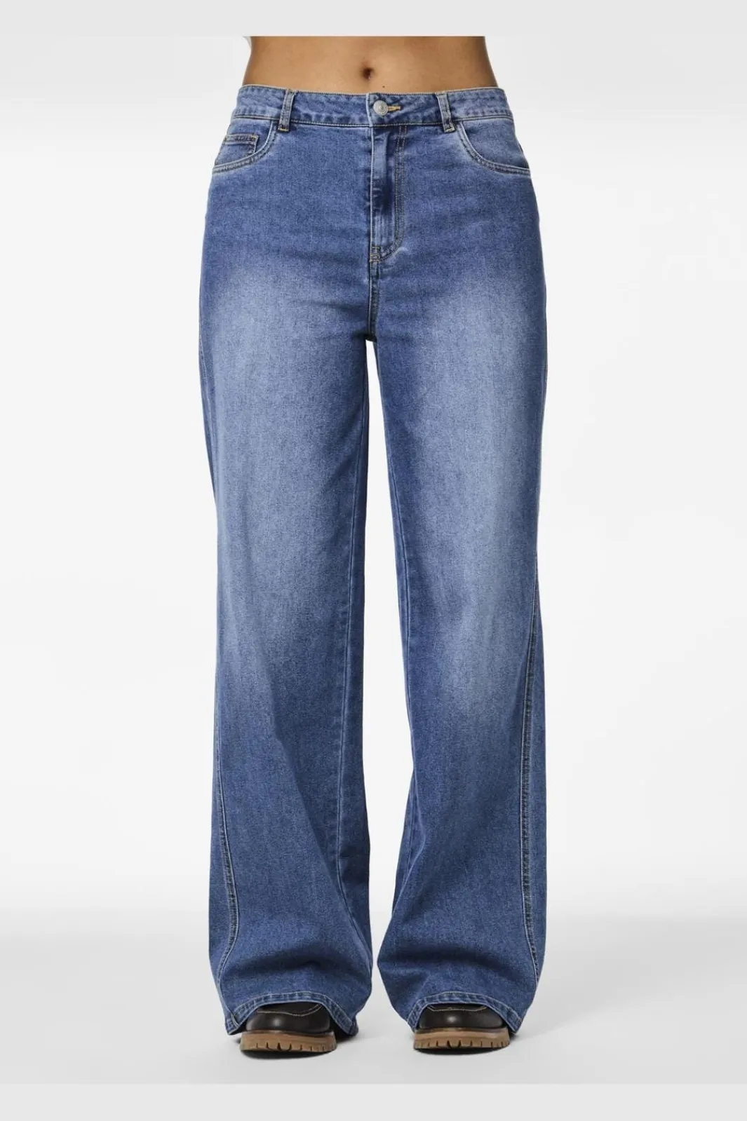 New Pieces Pcfemma Wide Denim Jeans Fsy 4745779 Medium Blue Denim