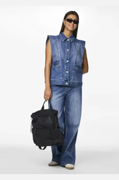 New Pieces Pcfemma Wide Denim Jeans Fsy 4745779 Medium Blue Denim