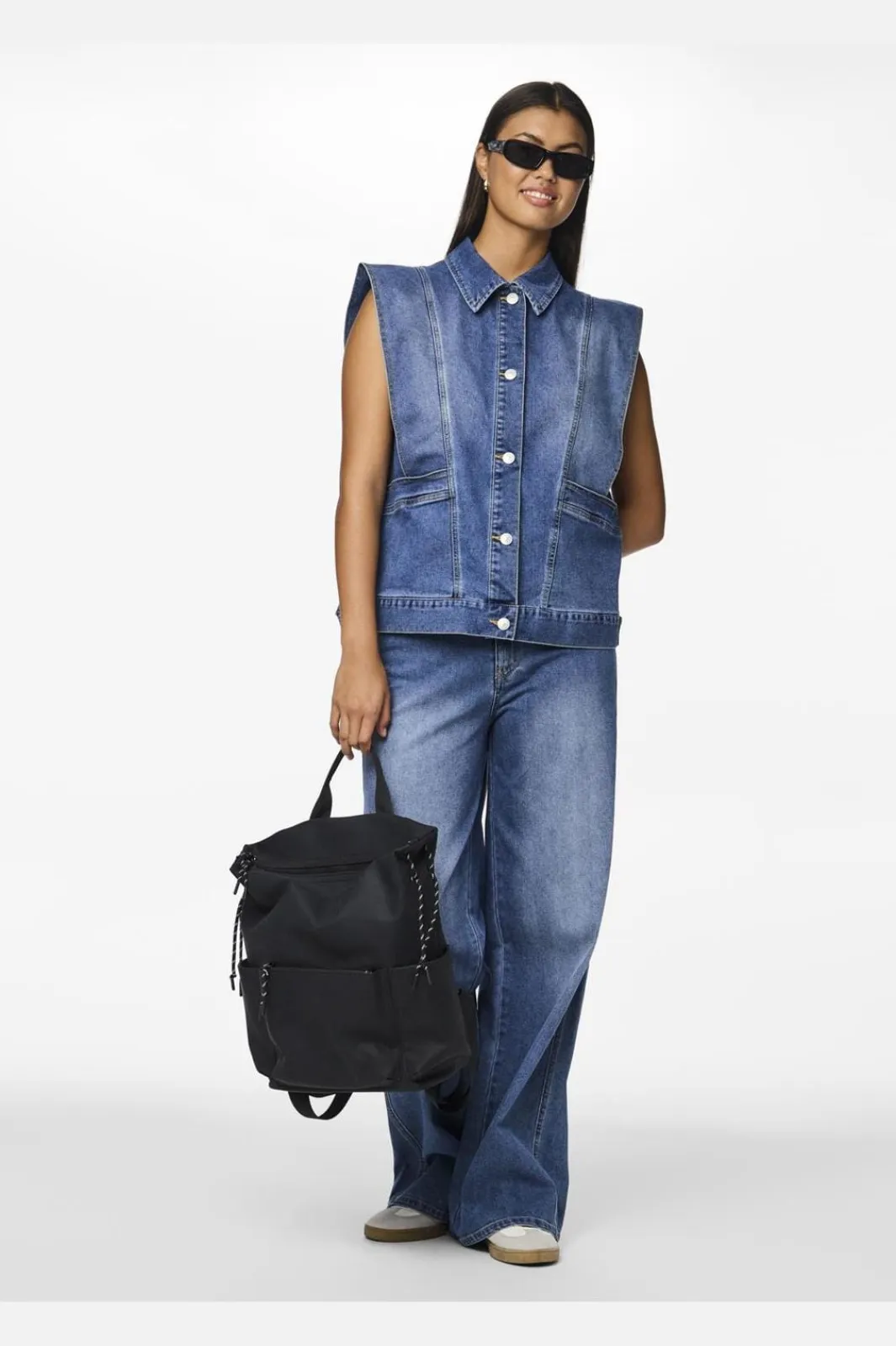 New Pieces Pcfemma Wide Denim Jeans Fsy 4745779 Medium Blue Denim