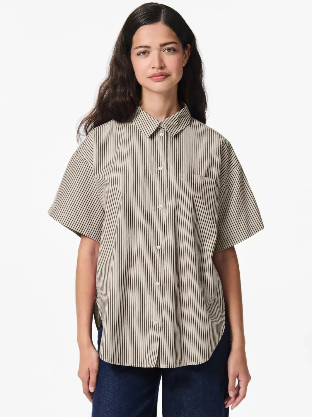 New Pieces Pcfemme Ss Loose Shirt 4900771 Birch Delicioso