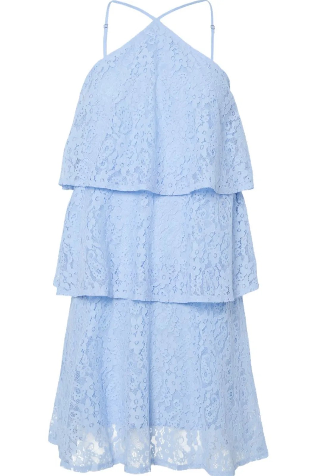 Clearance Pieces Pcfenda Sl Short Lace Dress Fsy 4912543 Cashmere Blue