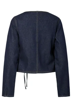Outlet Pieces Pcfenna Ls Denim Wrap Shirt Fsy 4986826 Dark Blue Denim Rinse