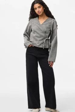 Hot Pieces Pcfenna Ls Denim Wrap Shirt Fsy 4986827 Grey Denim